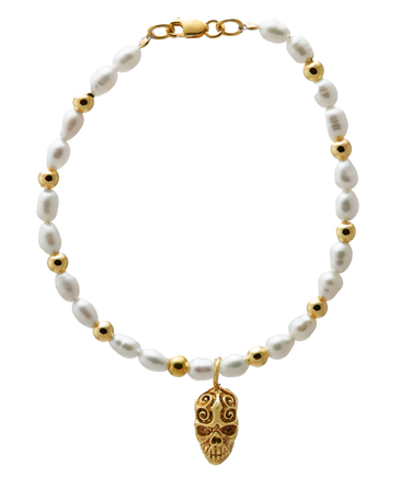 Pulsera perla y Calavera Garigol